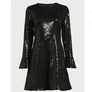 Scoop Women's Sequin Dress with Slit Sleeves,